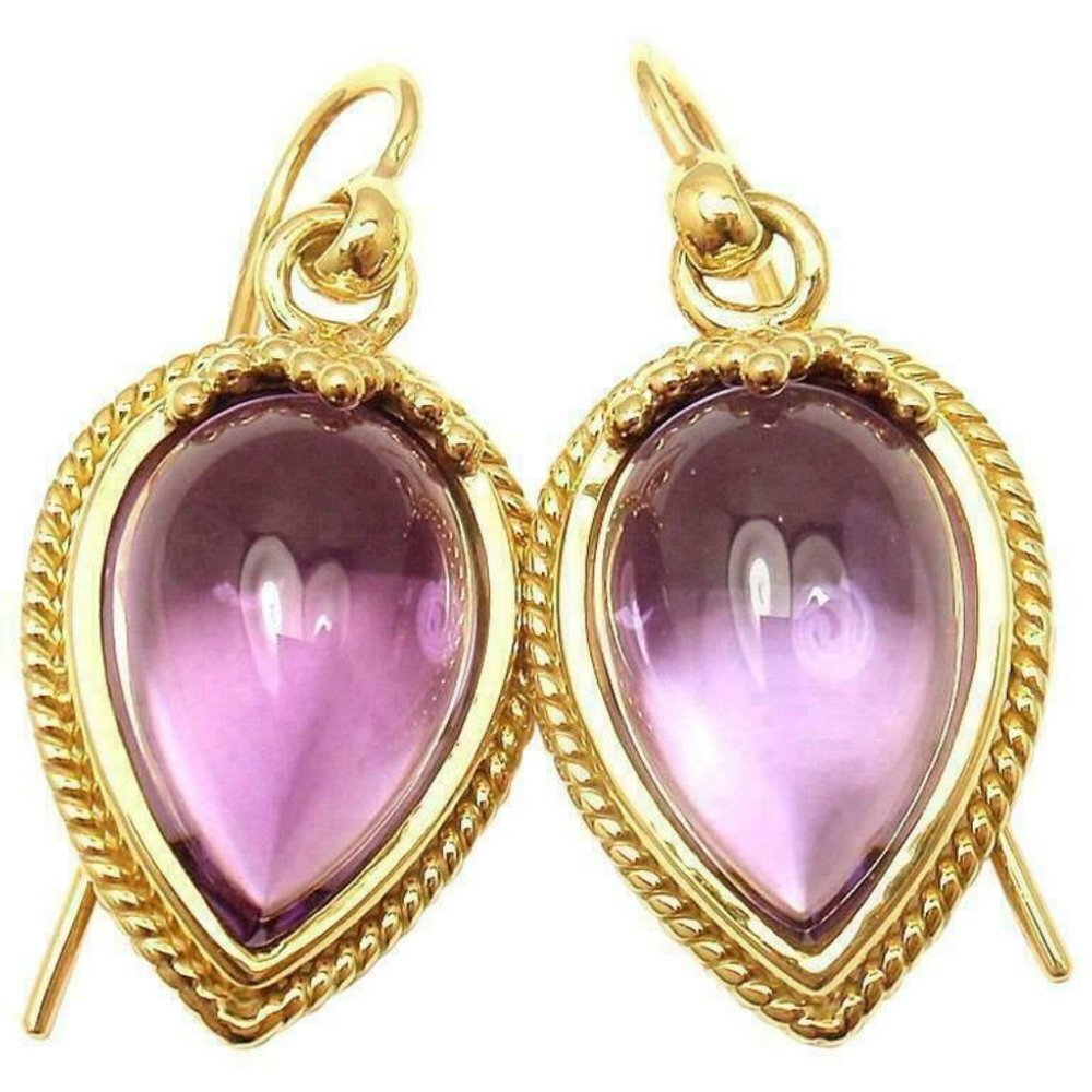 New! Authentic Temple St. Clair 18k Yellow Gold Chinese Bead Amethyst Earrings​